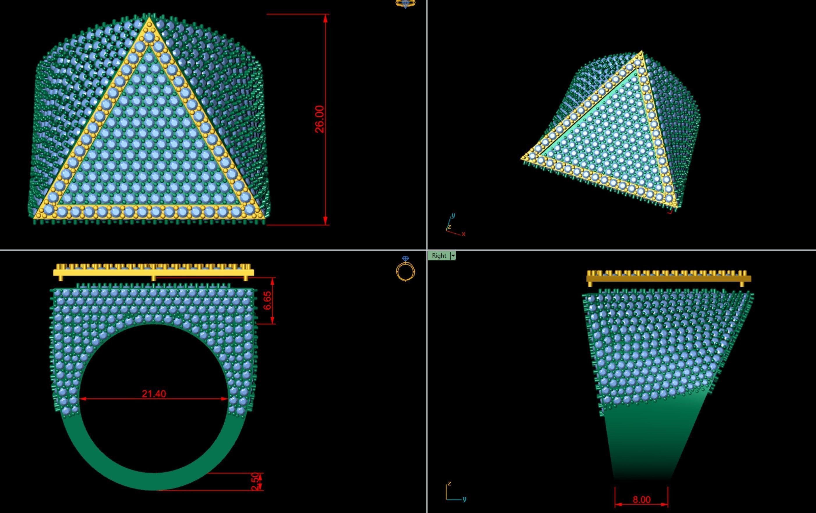 Triangular Pyramid Shape Champions Diamond Ring 02 3D print model_10