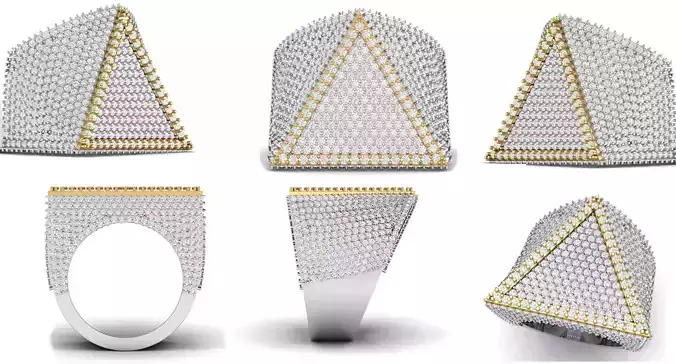 Triangular Pyramid Shape Champions Diamond Ring 02 3D print model