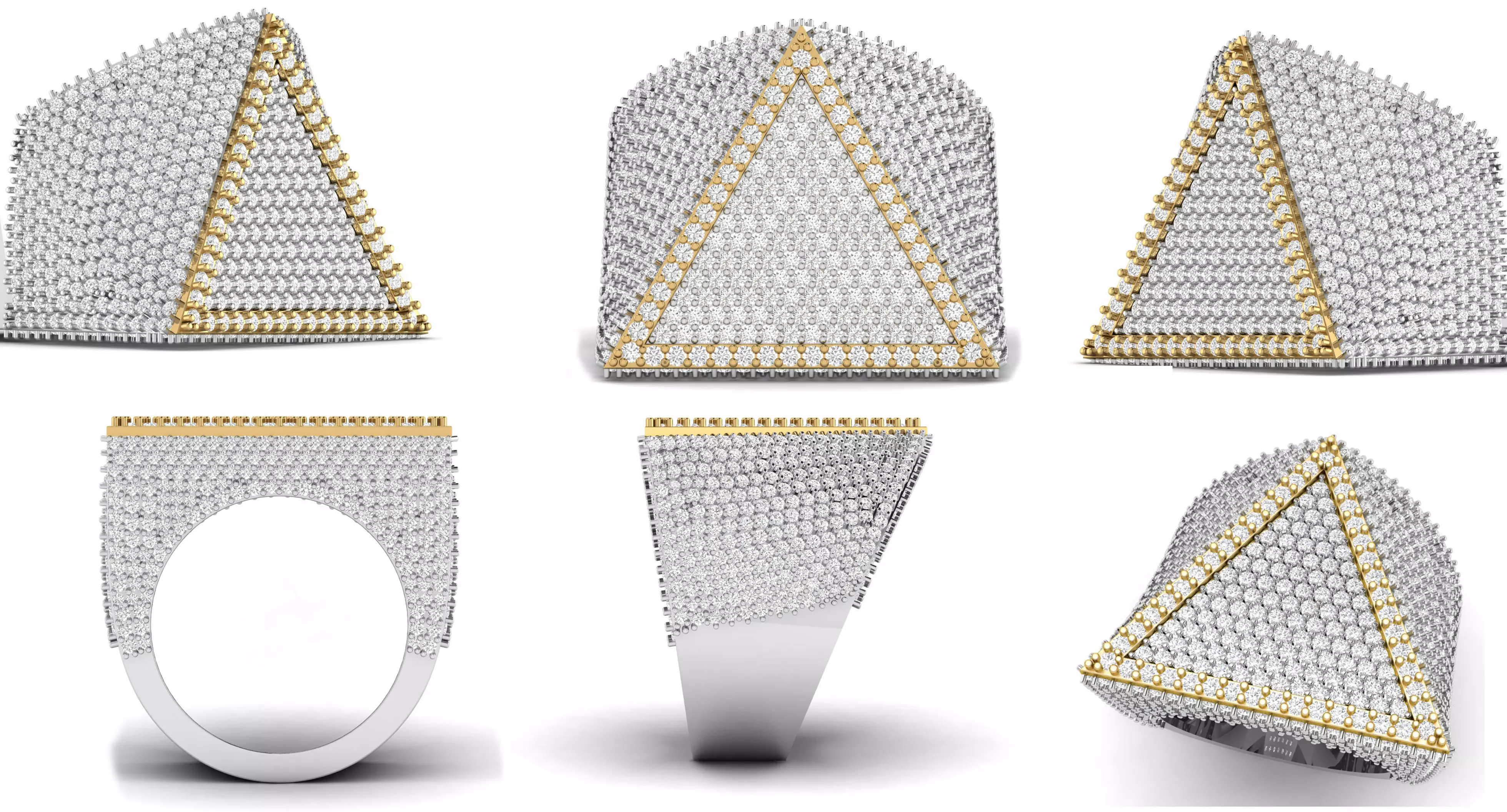 Triangular Pyramid Shape Champions Diamond Ring 02 3D print model_0