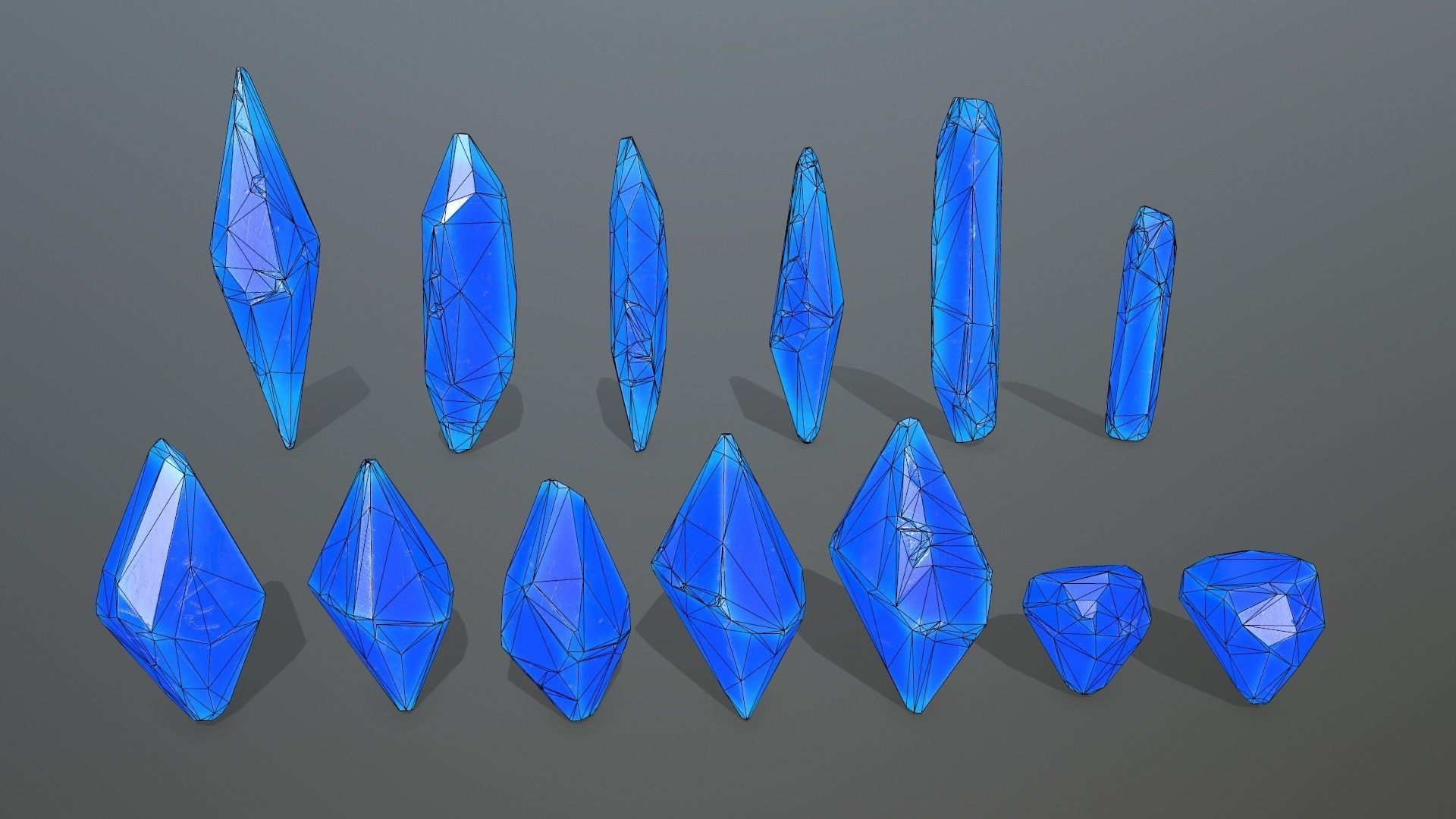 Crystal Set of crystals Low-poly 3D model_14