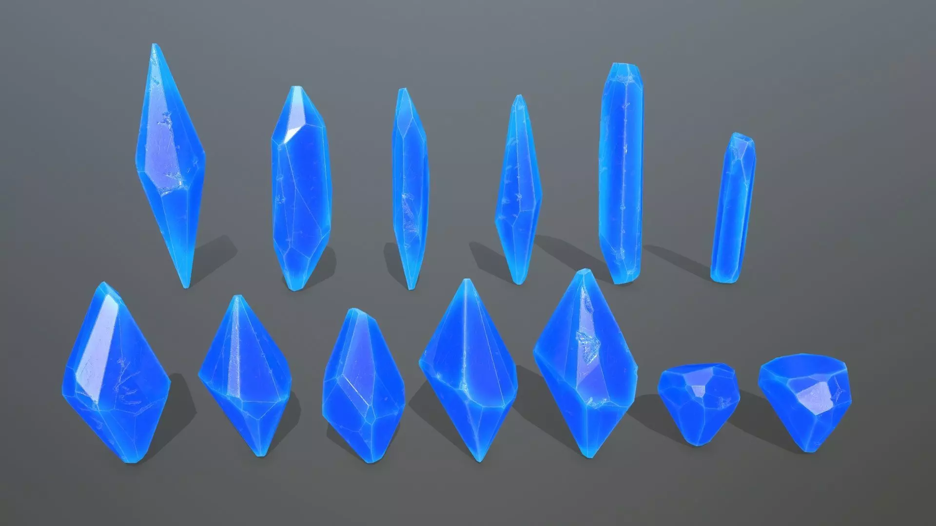 Crystal Set of crystals Low-poly 3D model_0