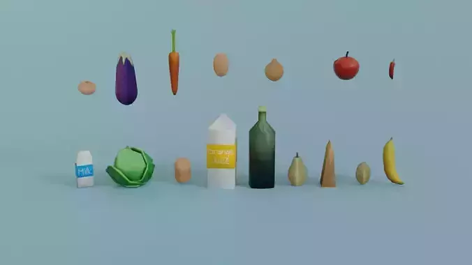 Food low-poly fruits and vegetables - fruit