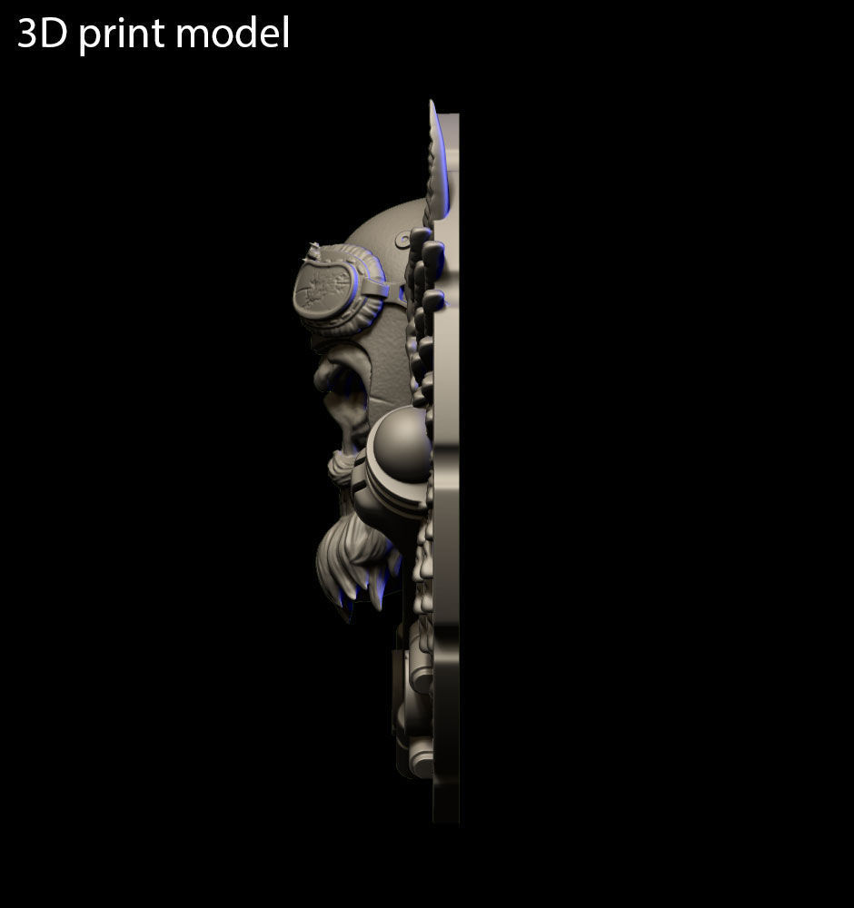 Biker skull vol3 wall home decor 3D print model_3