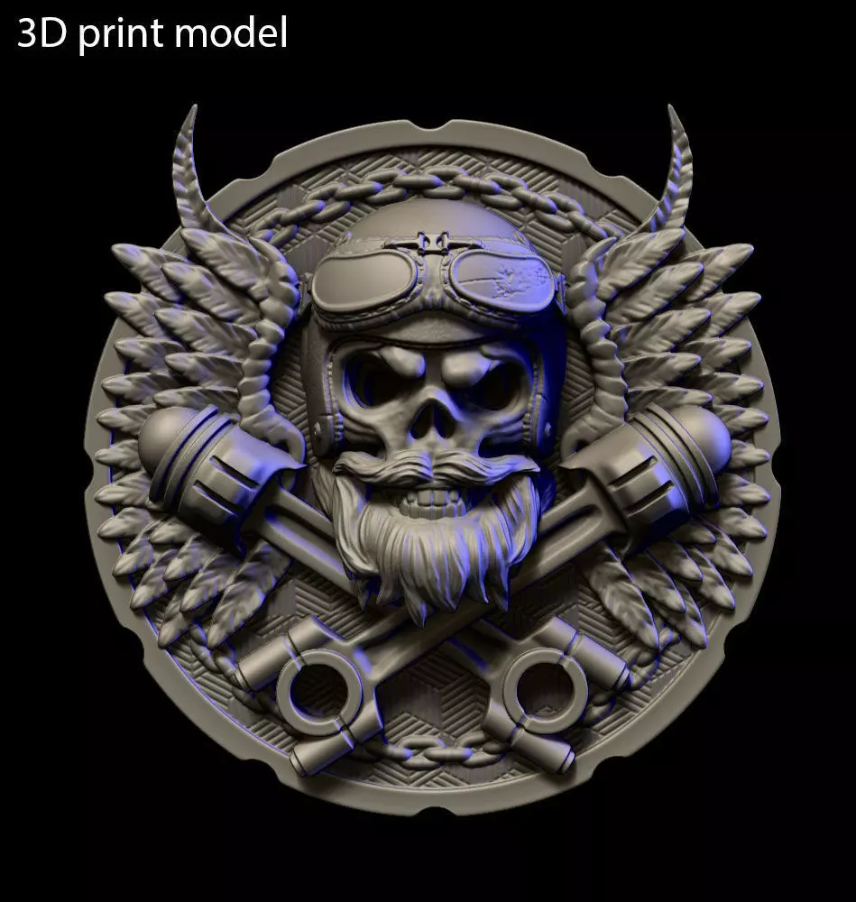 Biker skull vol3 wall home decor 3D print model_0