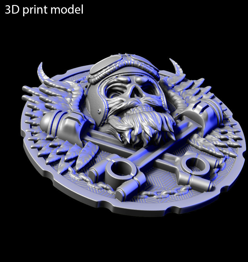 Biker skull vol3 wall home decor 3D print model_9
