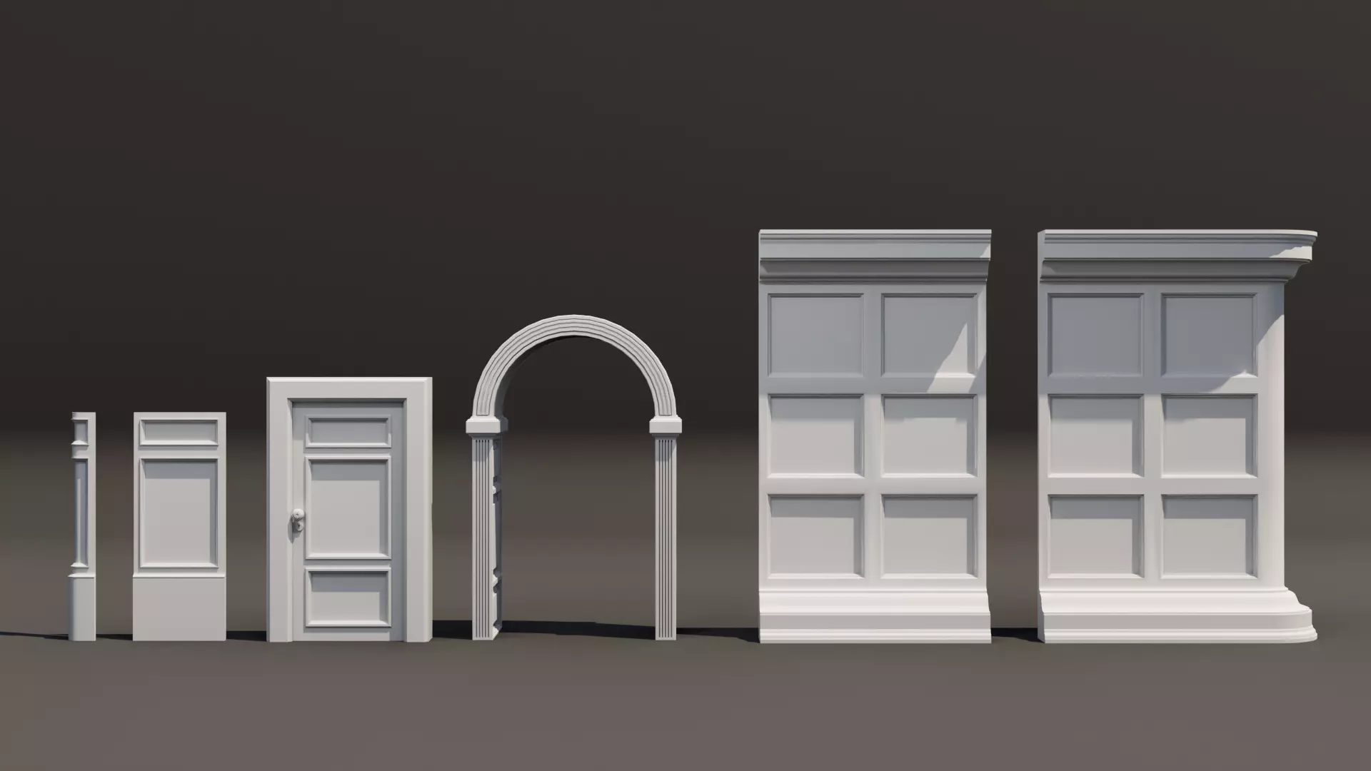 Old Mansion Modular Interior Low-poly 3D model_0