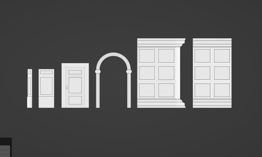 Old Mansion Modular Interior Low-poly 3D model_2