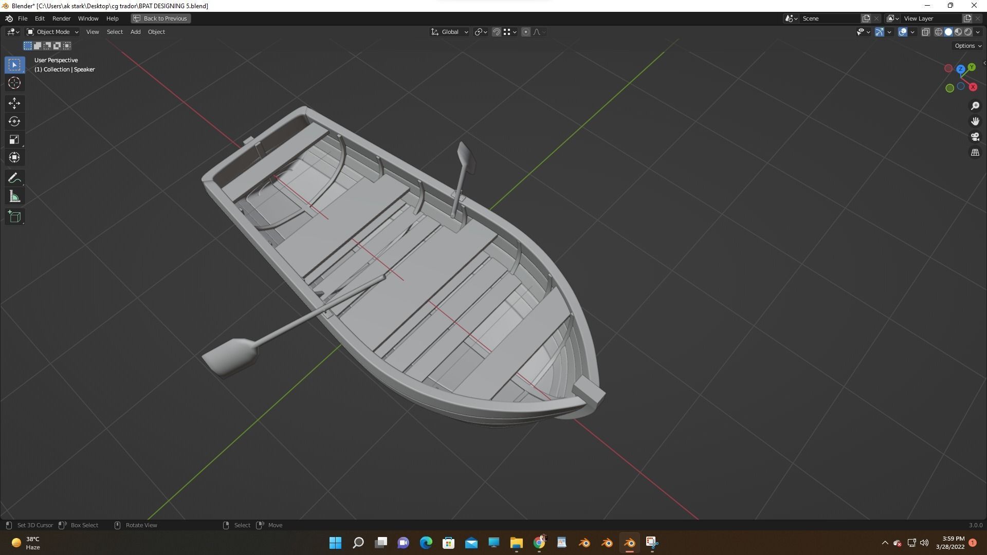 wooden boat  3D model_3