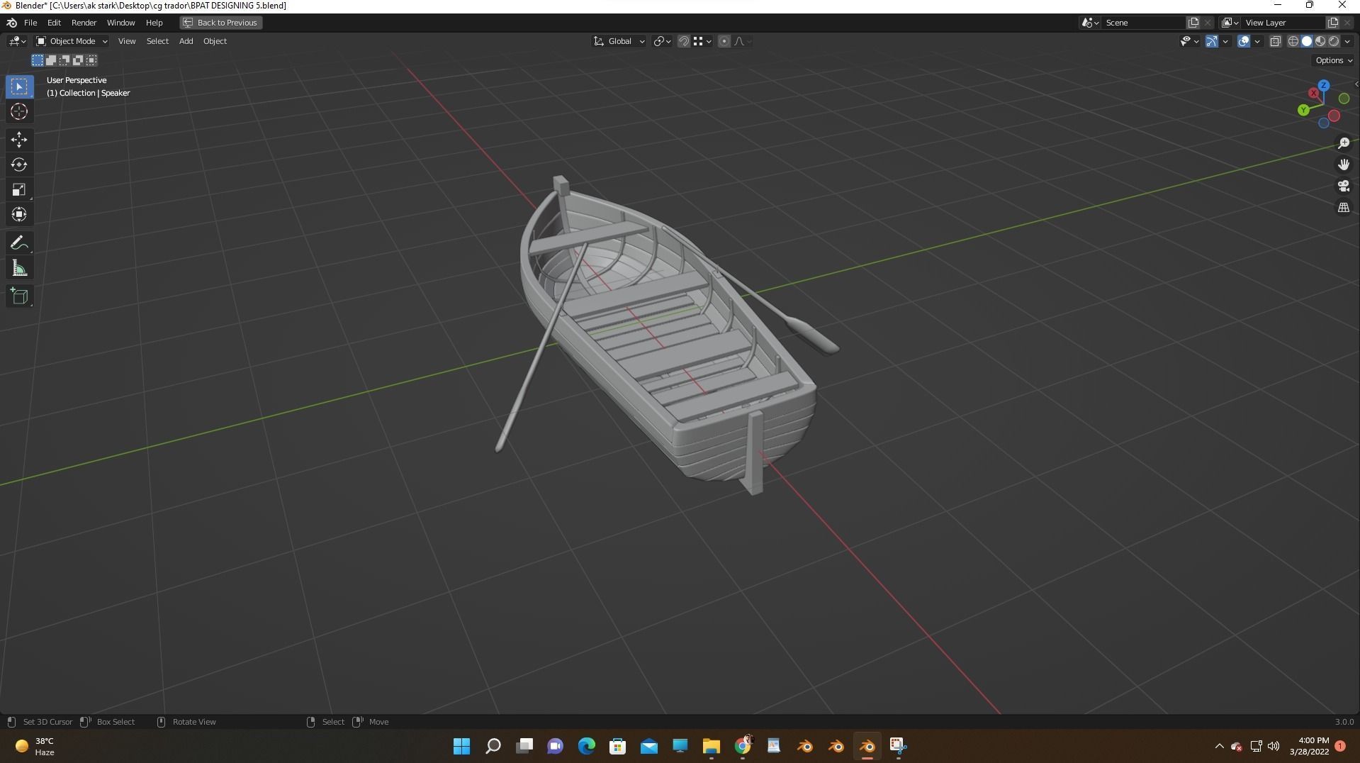 wooden boat  3D model_7