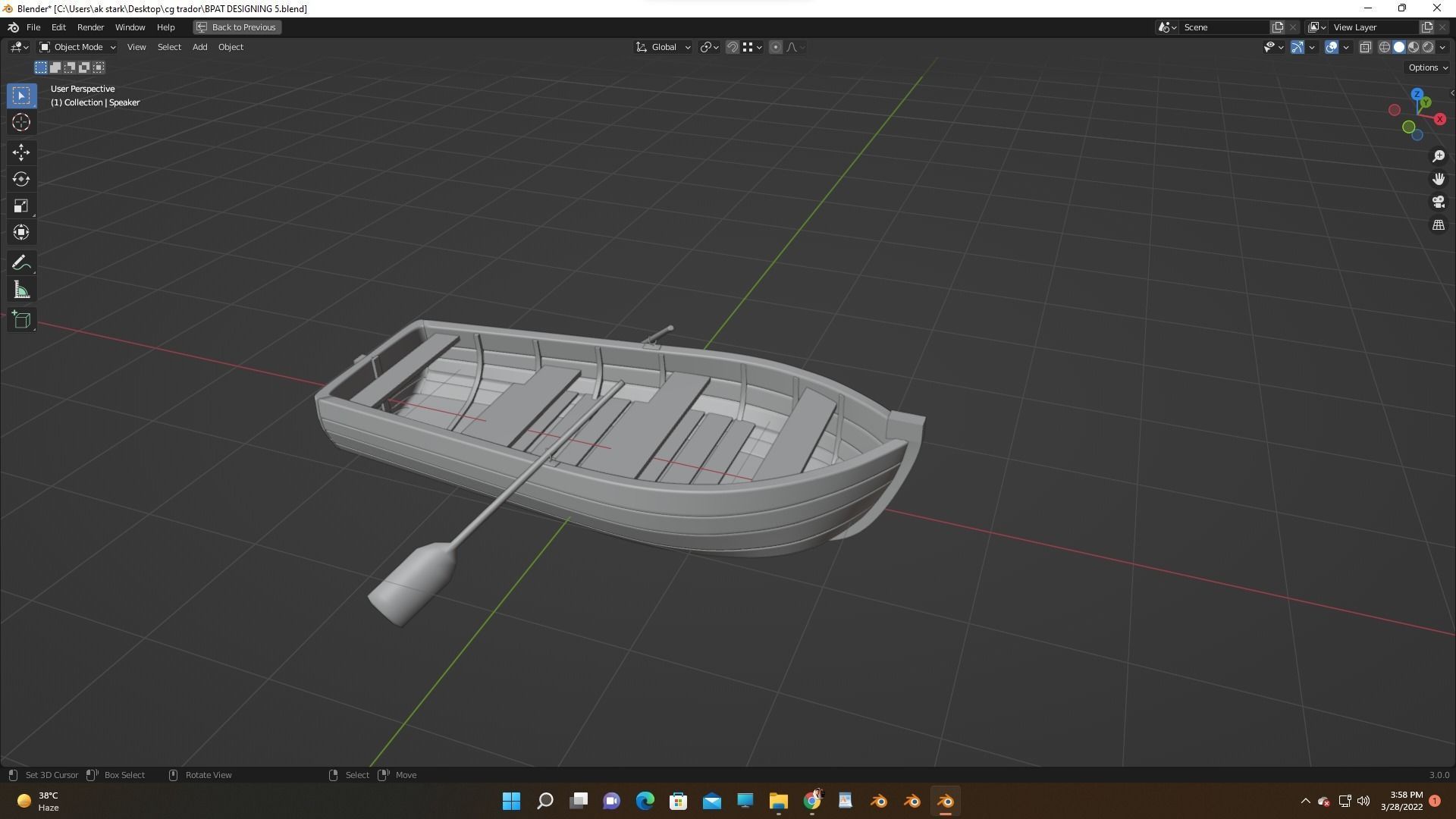 wooden boat  3D model_2