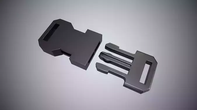 Snap Buckle High and Low Poly 3D model