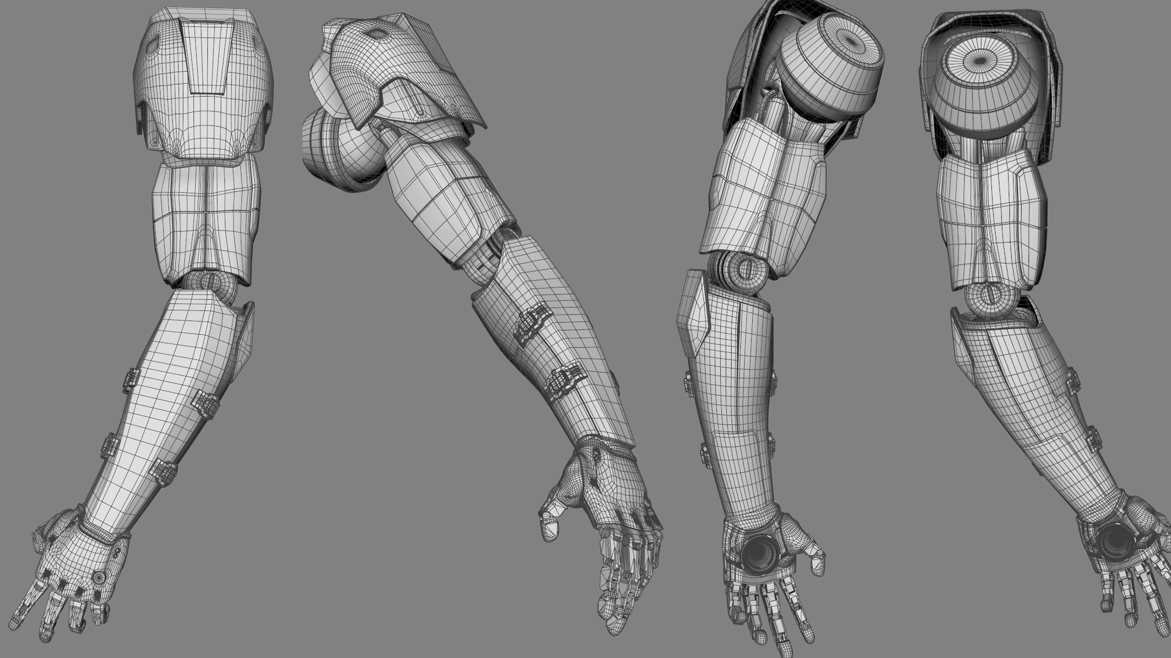 Mechanical Arm Robot Hand with Cables and Carvings 3D model 3D model_4