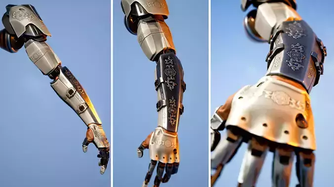 Mechanical Arm Robot Hand with Cables and Carvings 3D model 3D model