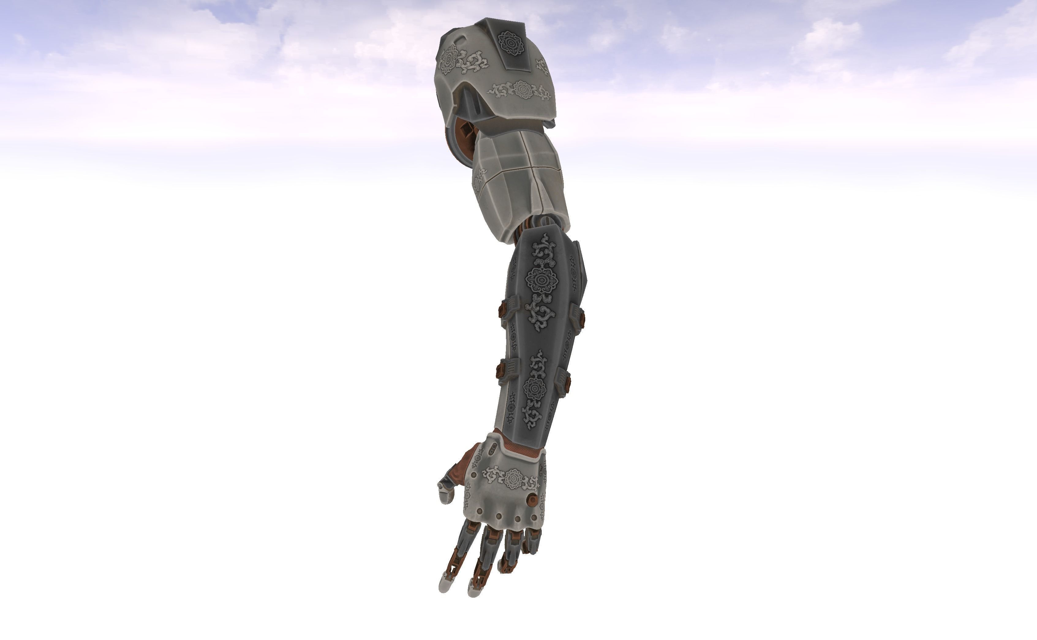 Mechanical Arm Robot Hand with Cables and Carvings 3D model 3D model_6