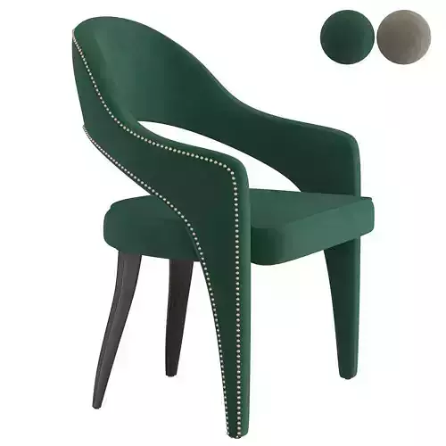 tellus emerald velvet dining chair with studding