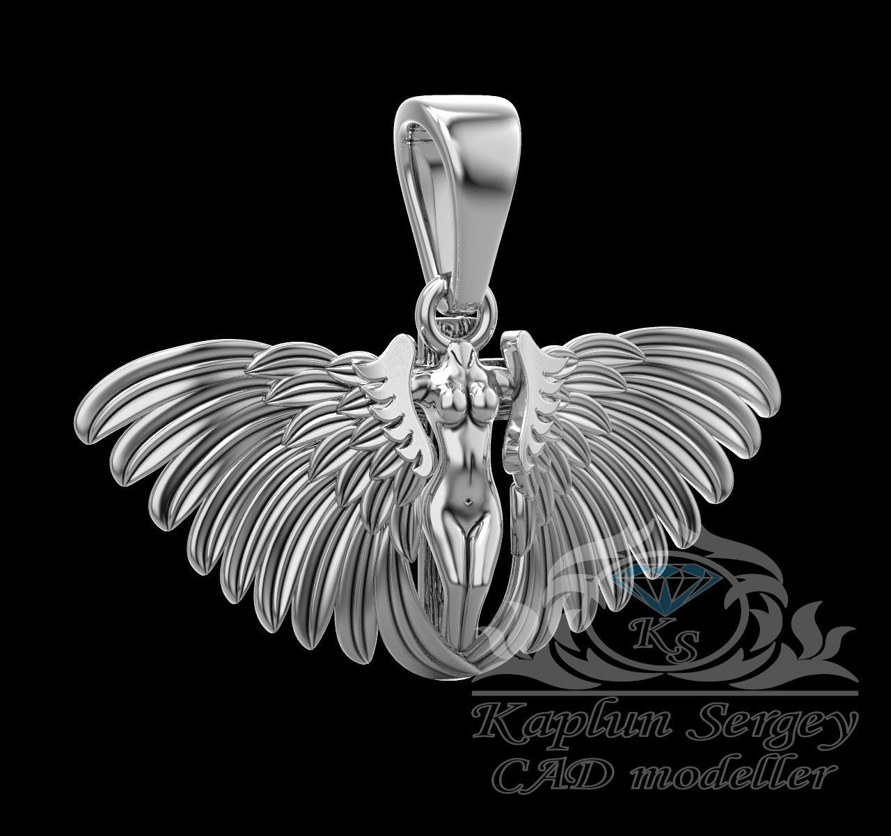 Angel pendant 3D print model_2