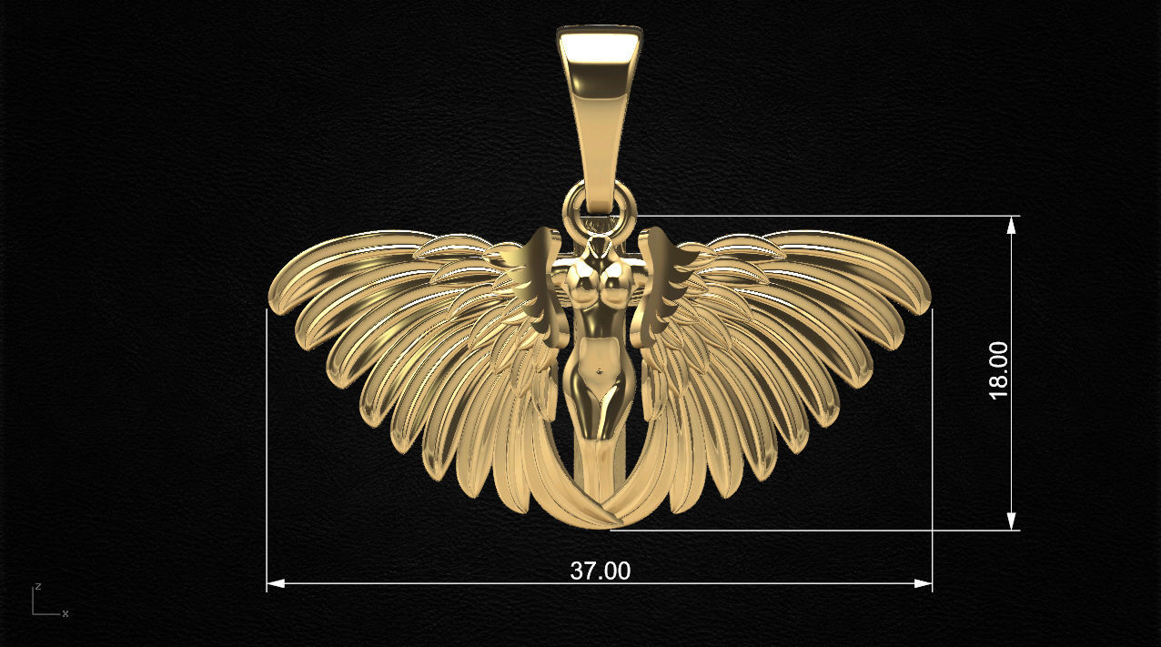 Angel pendant 3D print model_4