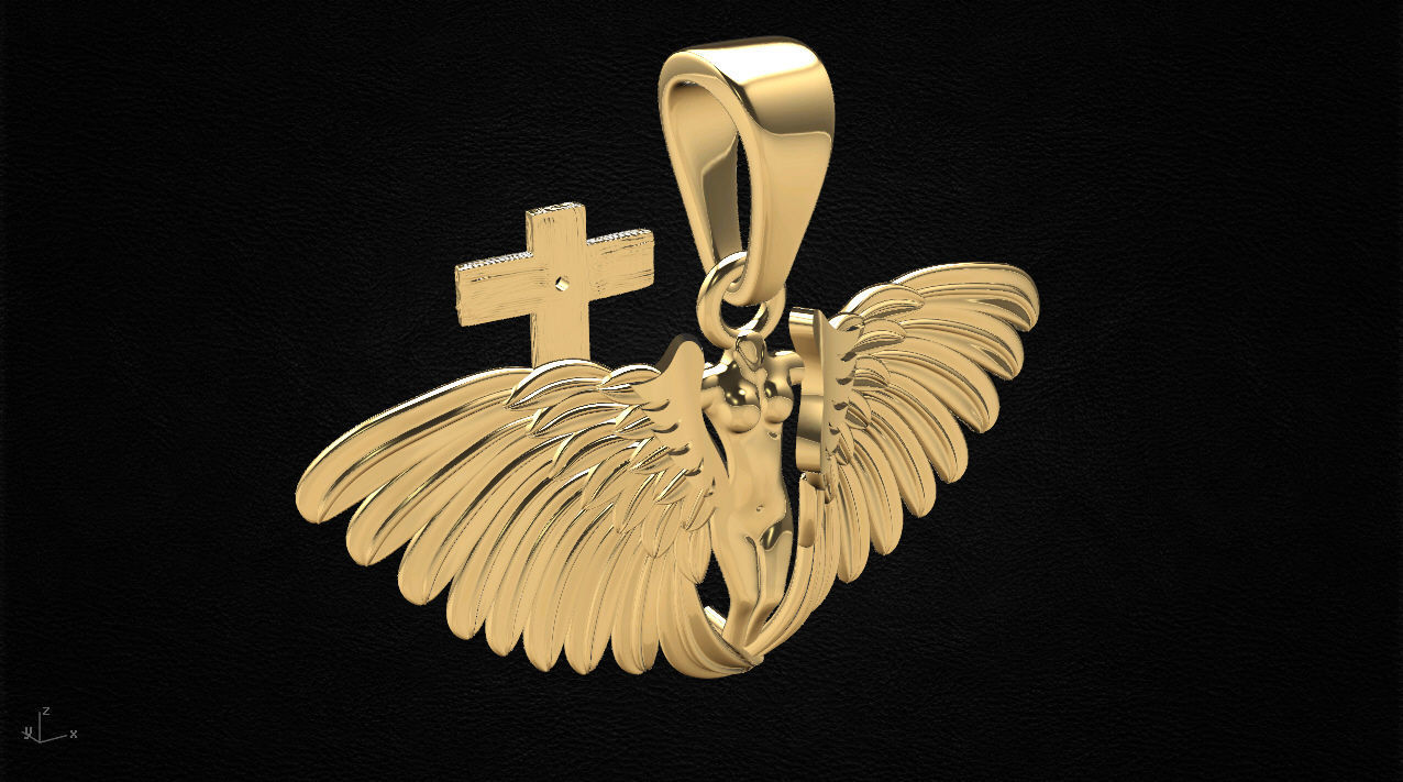 Angel pendant 3D print model_5