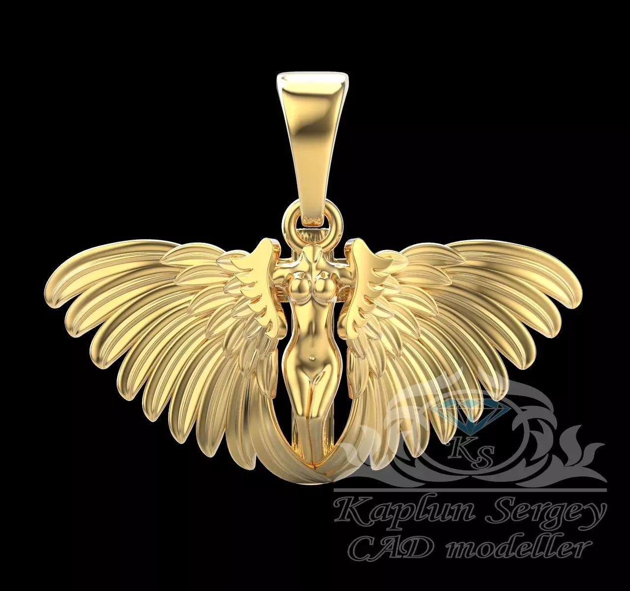 Angel pendant 3D print model_0