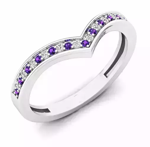 Diamond Wedding Stackable Band Anniversary Guard Chevron Ring