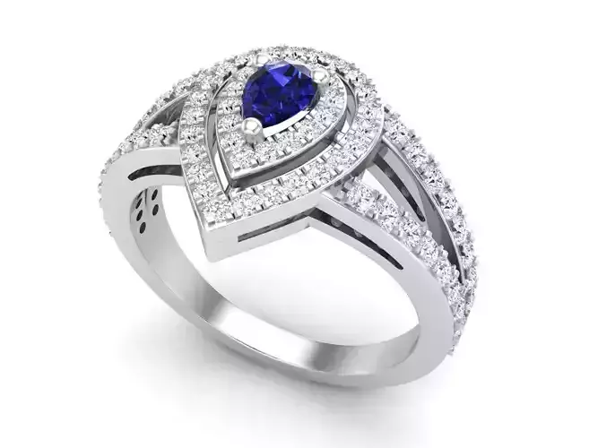  Diamond Ladies Bridal Halo Split Shank Engagement Ring