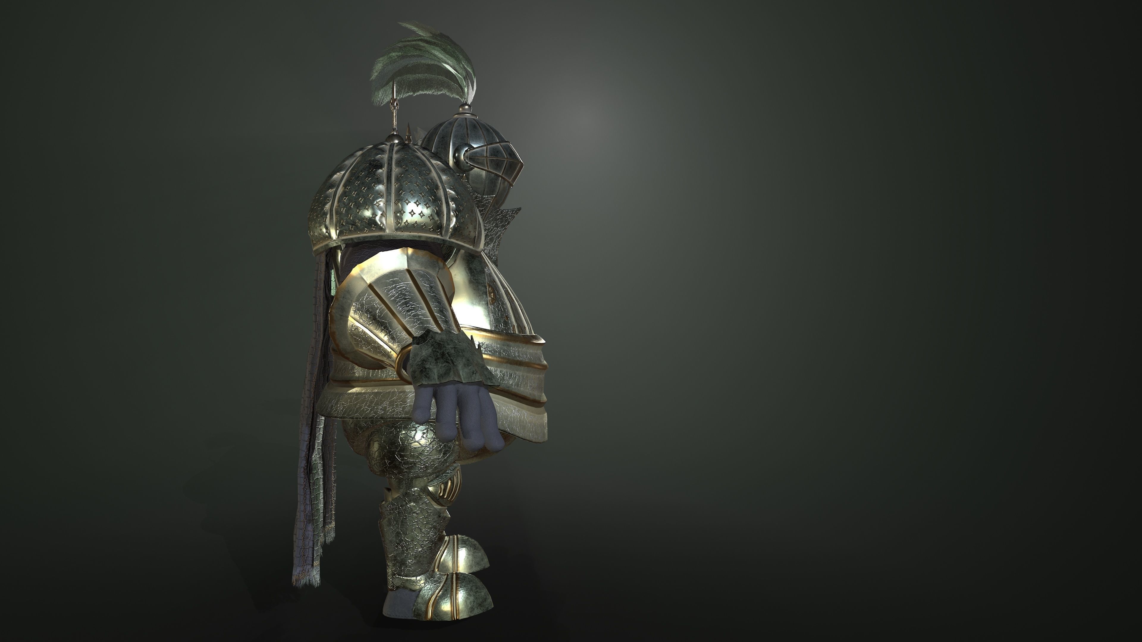Rottund knight Low-poly 3D model_3