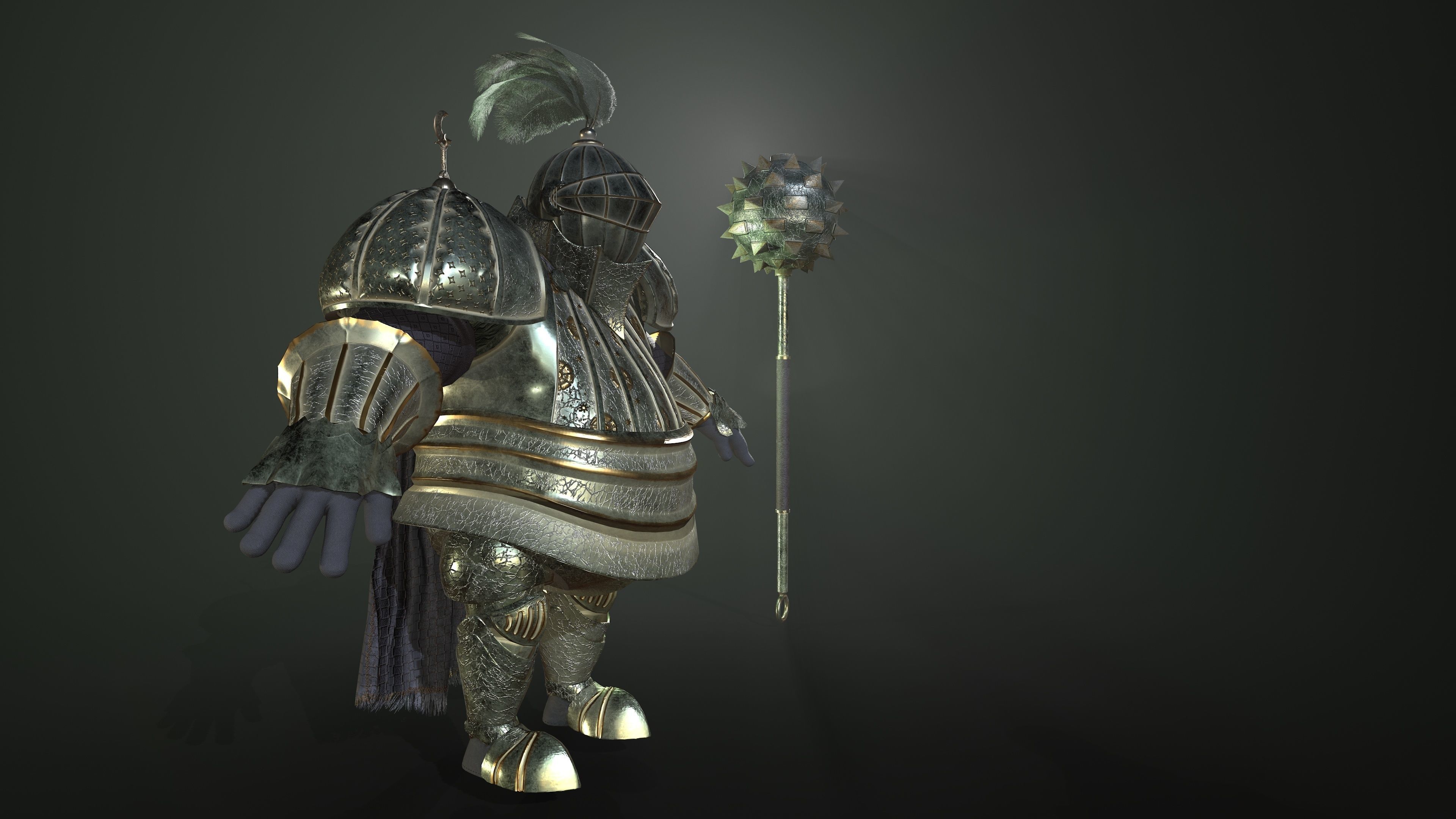 Rottund knight Low-poly 3D model_2