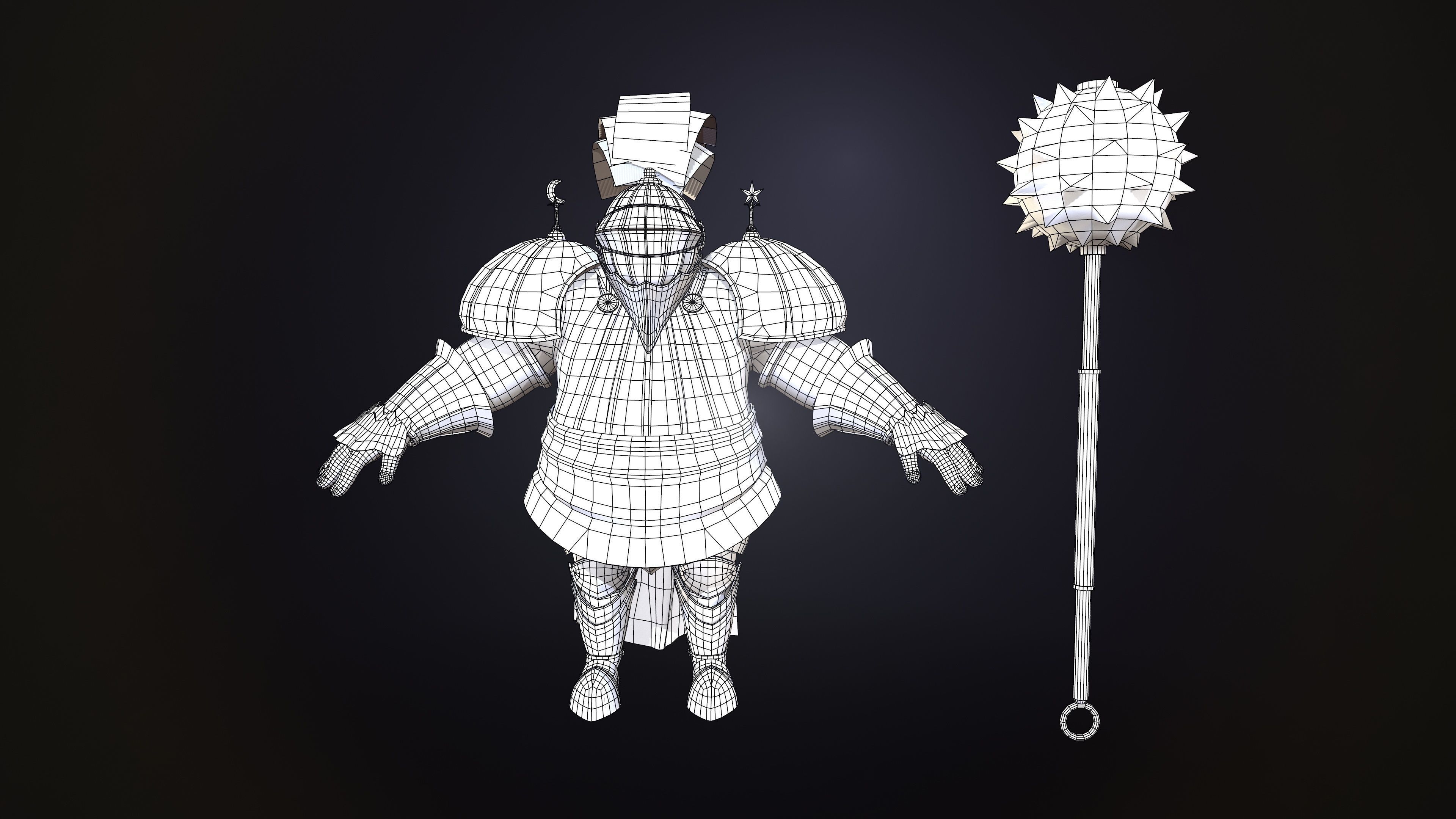 Rottund knight Low-poly 3D model_10