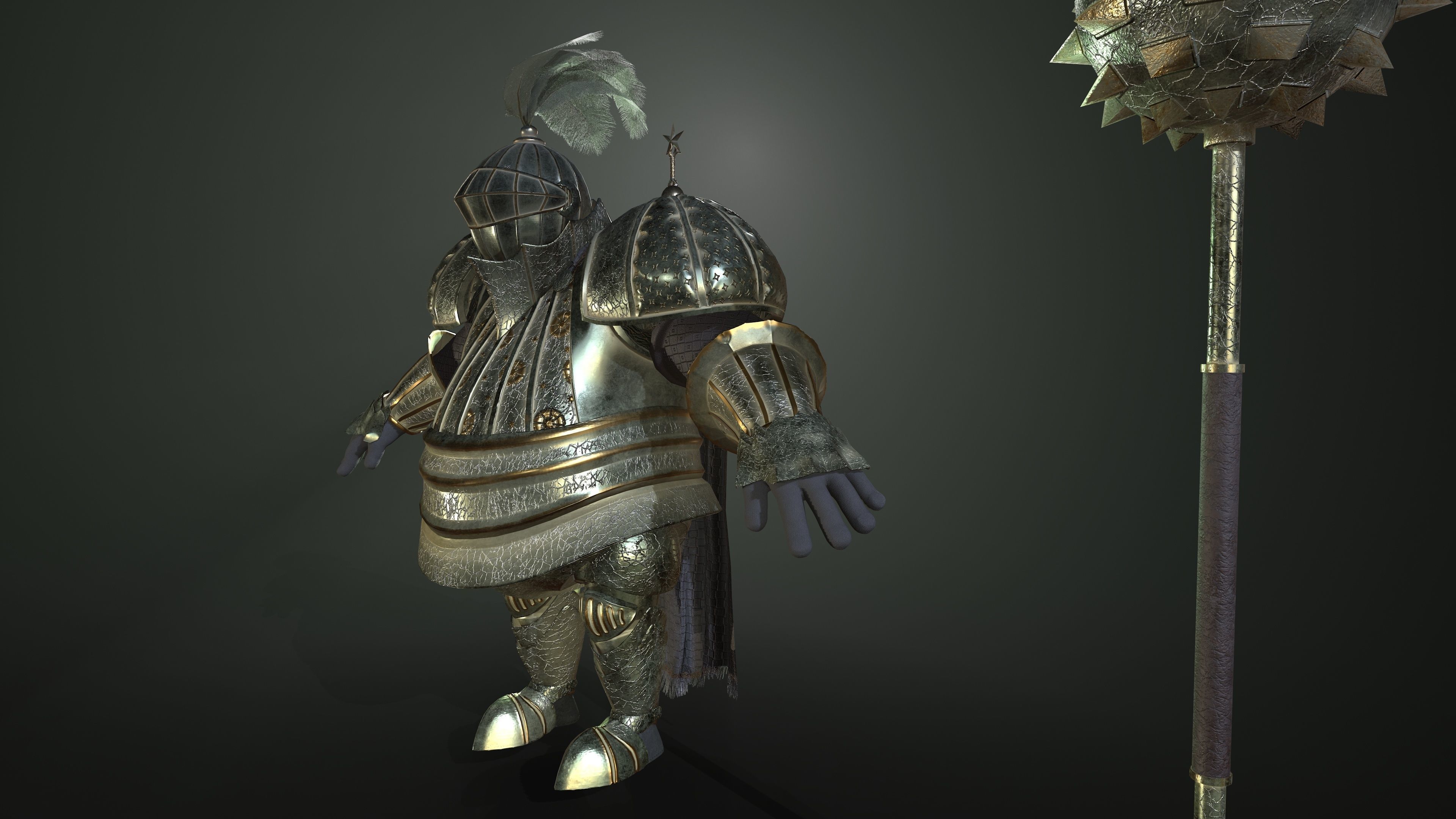 Rottund knight Low-poly 3D model_8