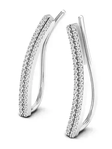 Diamond Ladies Double Row Climber Earrings
