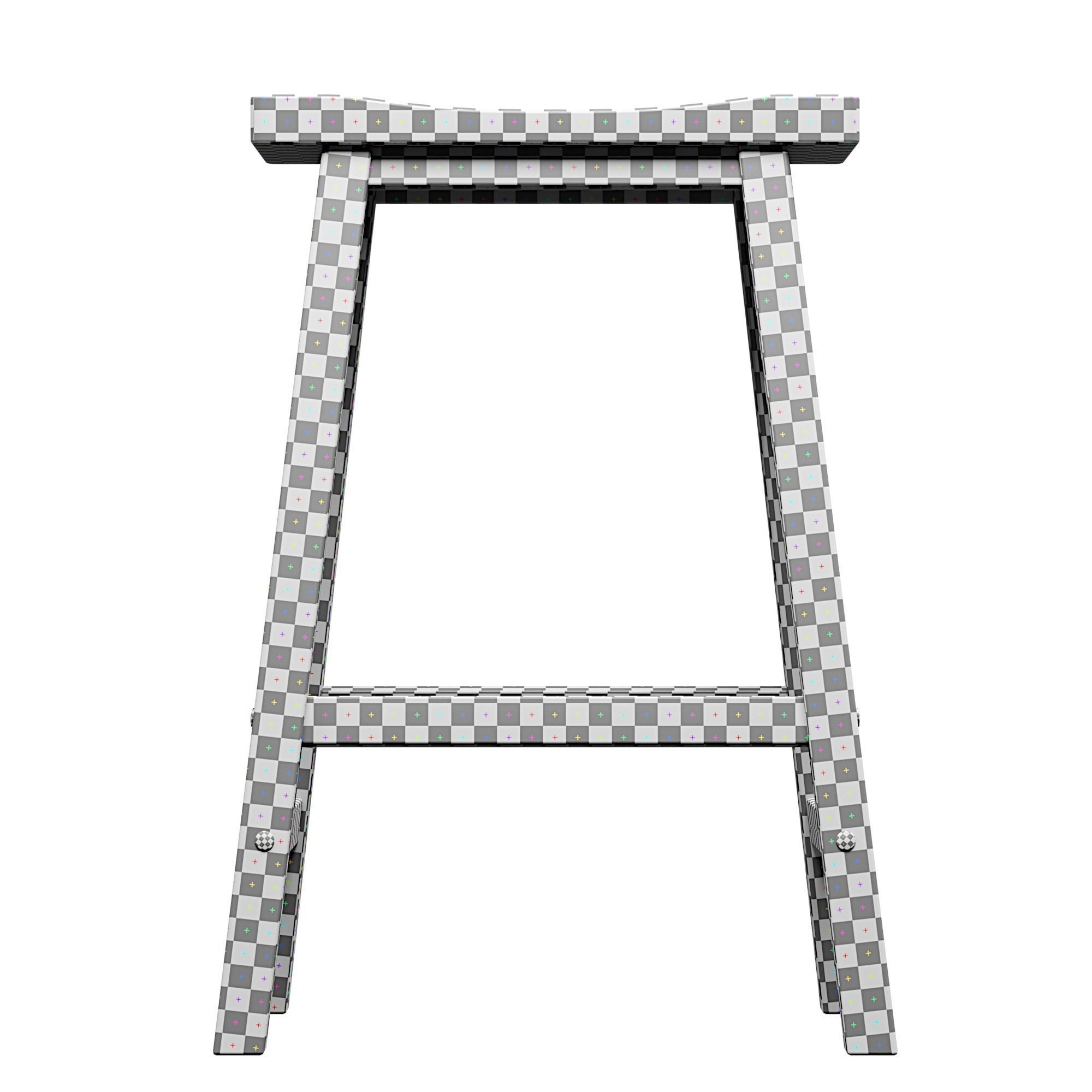 barstool wooden bar stool Low-poly 3D model_6