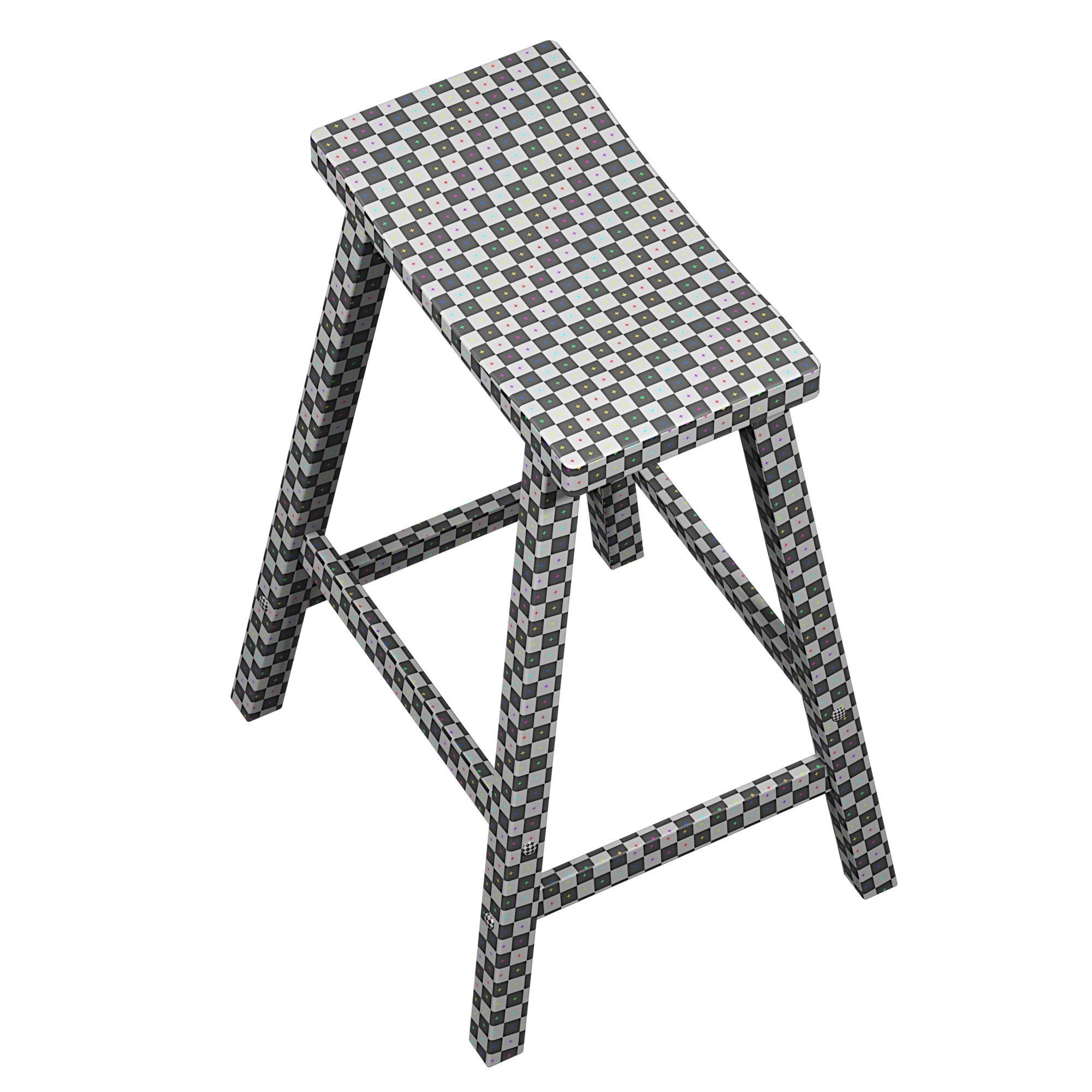 barstool wooden bar stool Low-poly 3D model_8