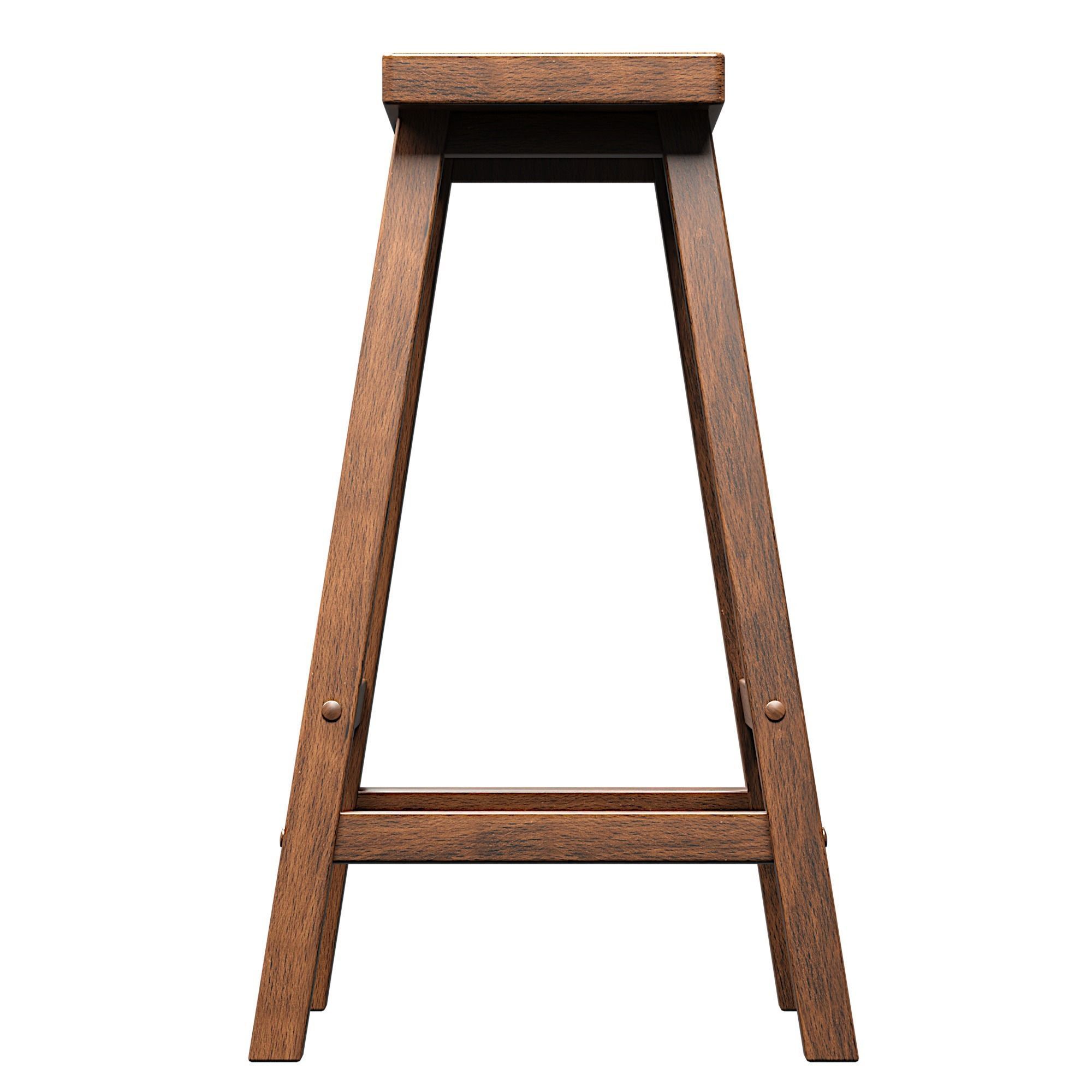 barstool wooden bar stool Low-poly 3D model_4