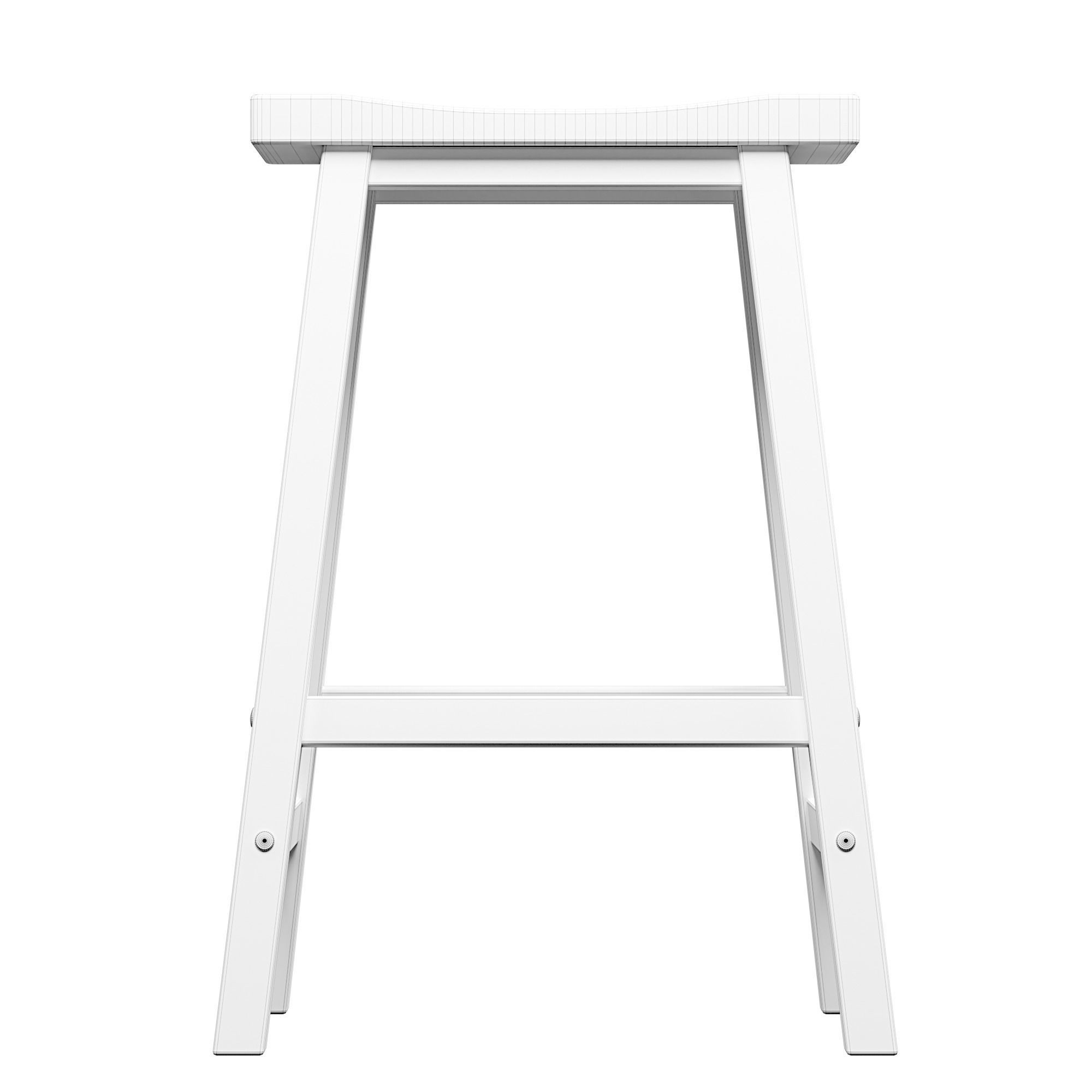 barstool wooden bar stool Low-poly 3D model_7