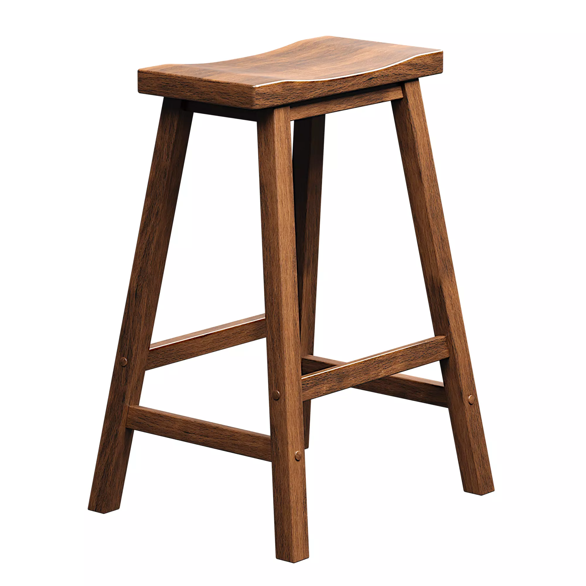 barstool wooden bar stool Low-poly 3D model_0