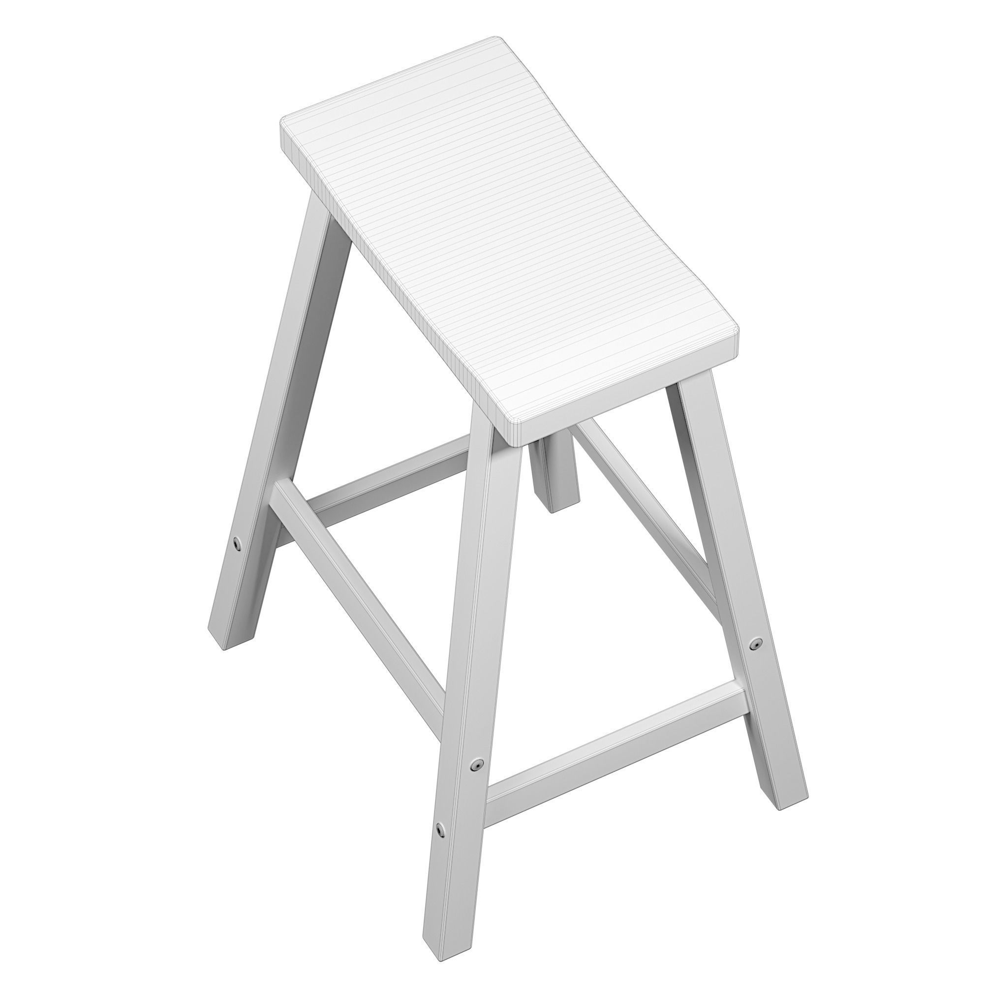 barstool wooden bar stool Low-poly 3D model_2