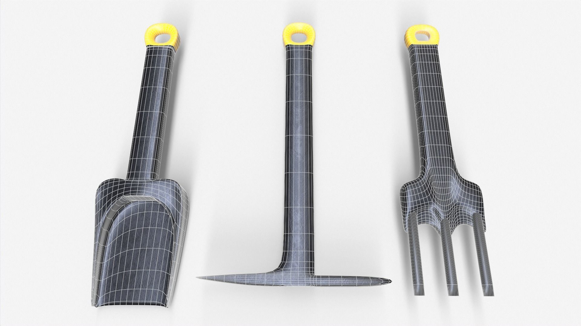 3 Piece Garden Set Low-poly 3D model_7