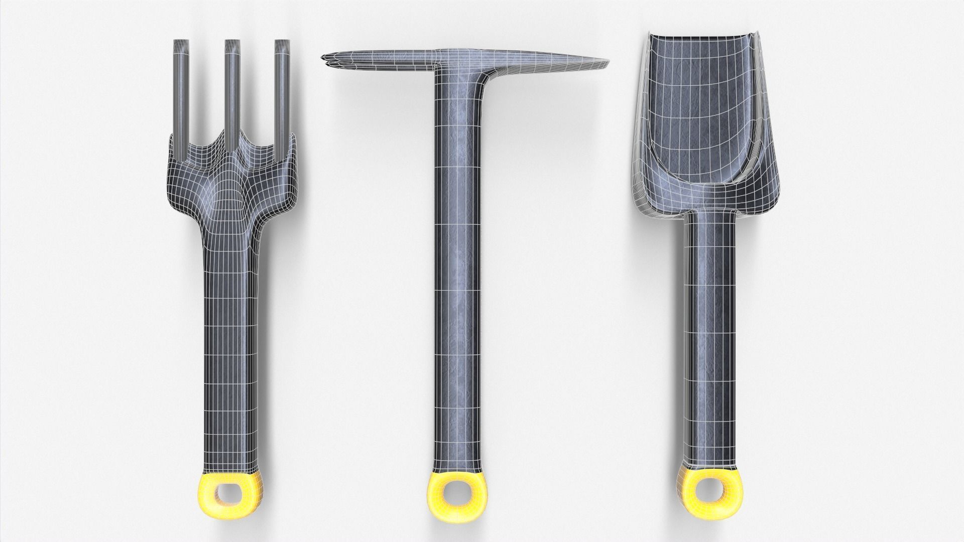 3 Piece Garden Set Low-poly 3D model_5