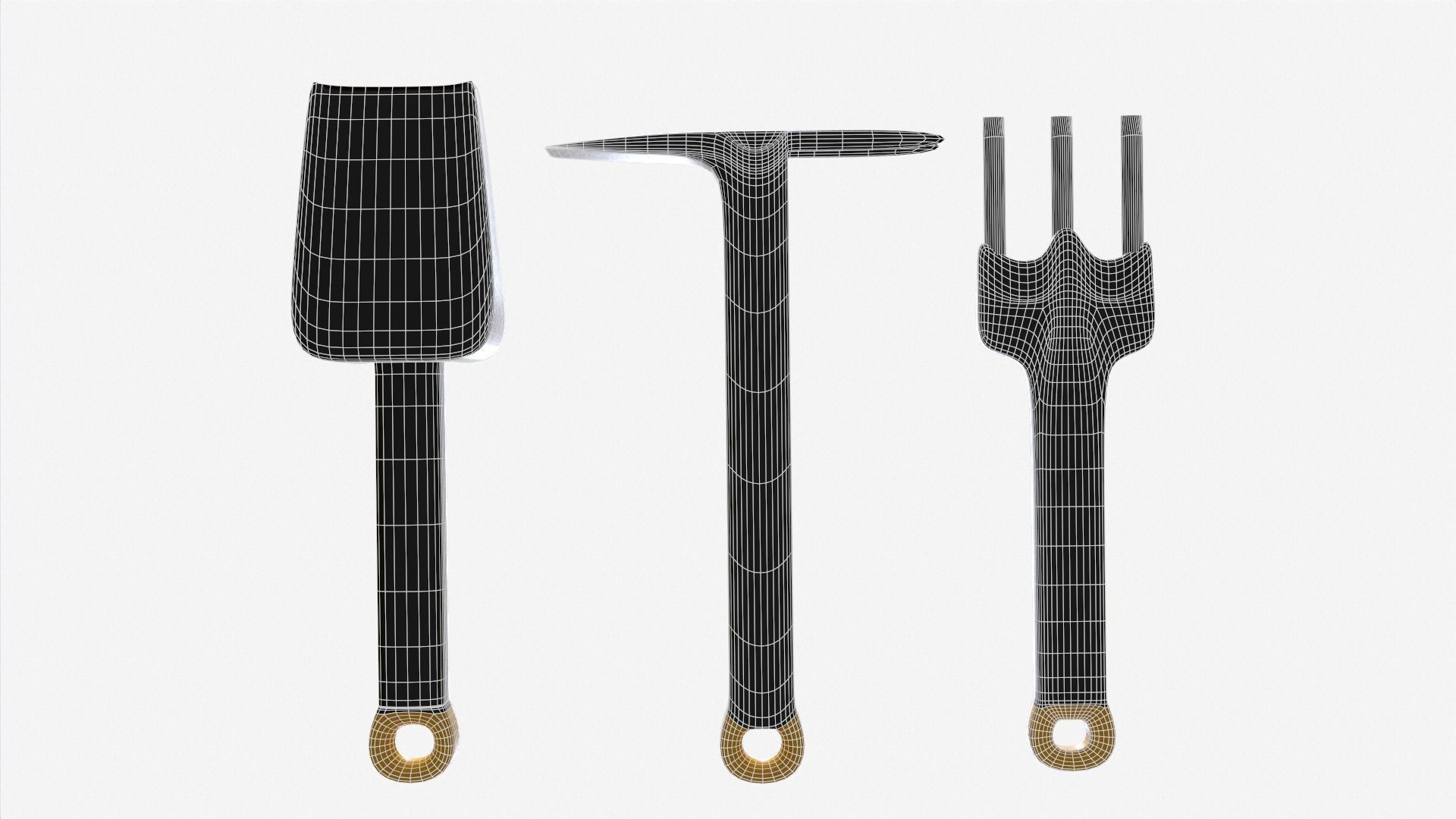 3 Piece Garden Set Low-poly 3D model_9