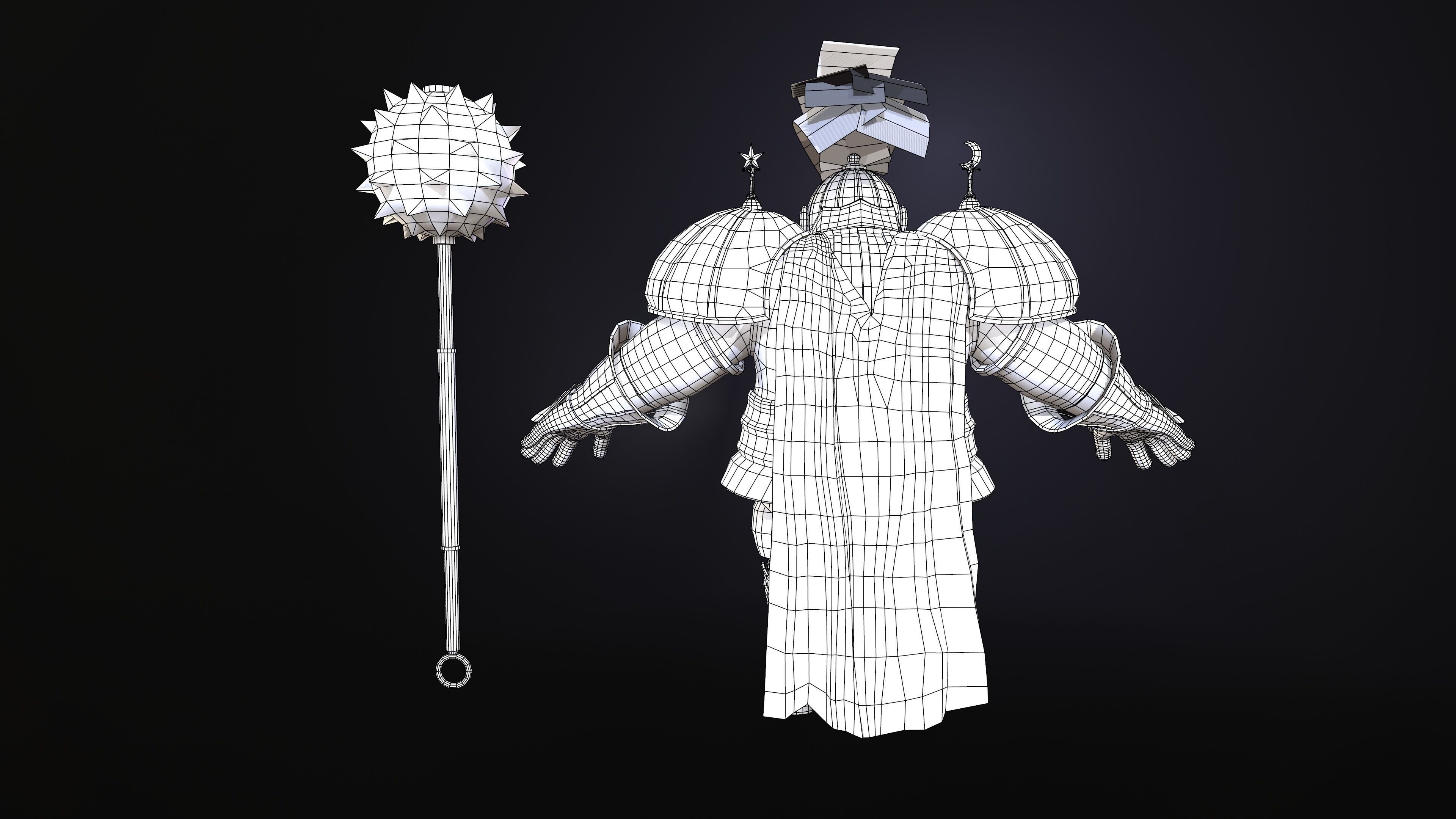 Rottund knight Low-poly 3D model_10