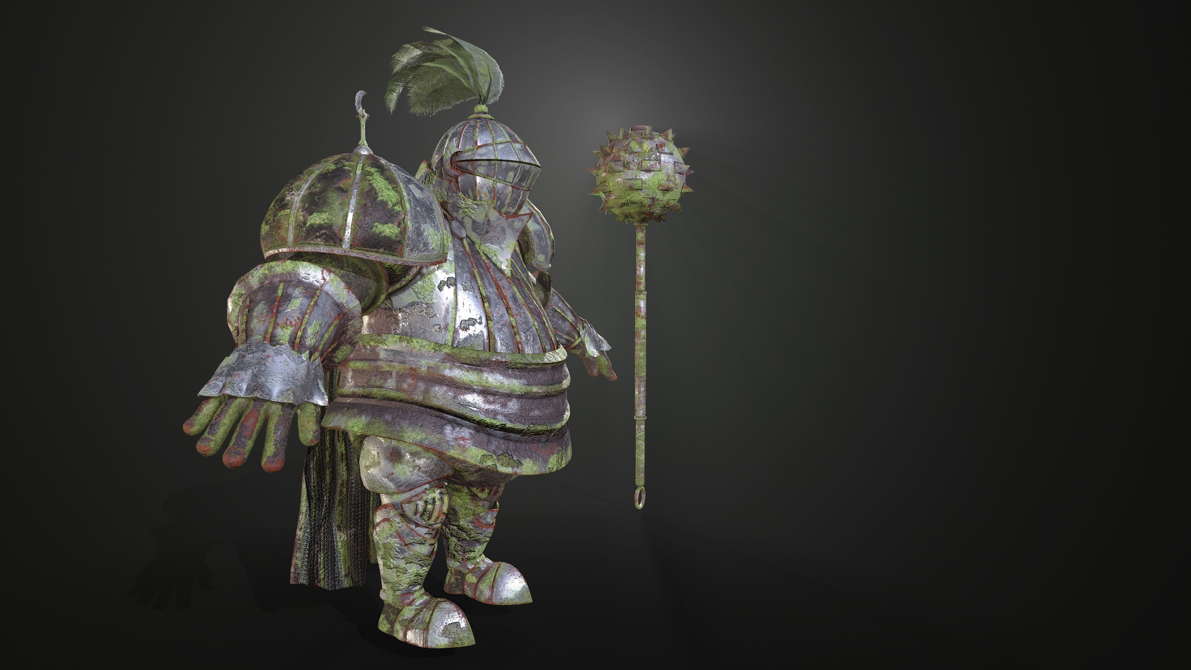 Rottund knight Low-poly 3D model_2