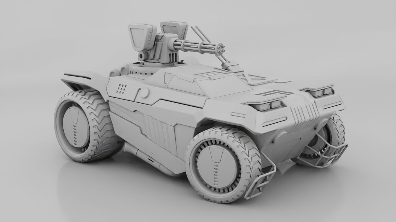 Military mega truck  rigged vehicle 3D model_7