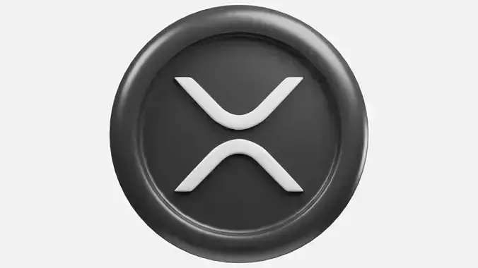 Ripple or XRP Black Crypto Coin with cartoon style