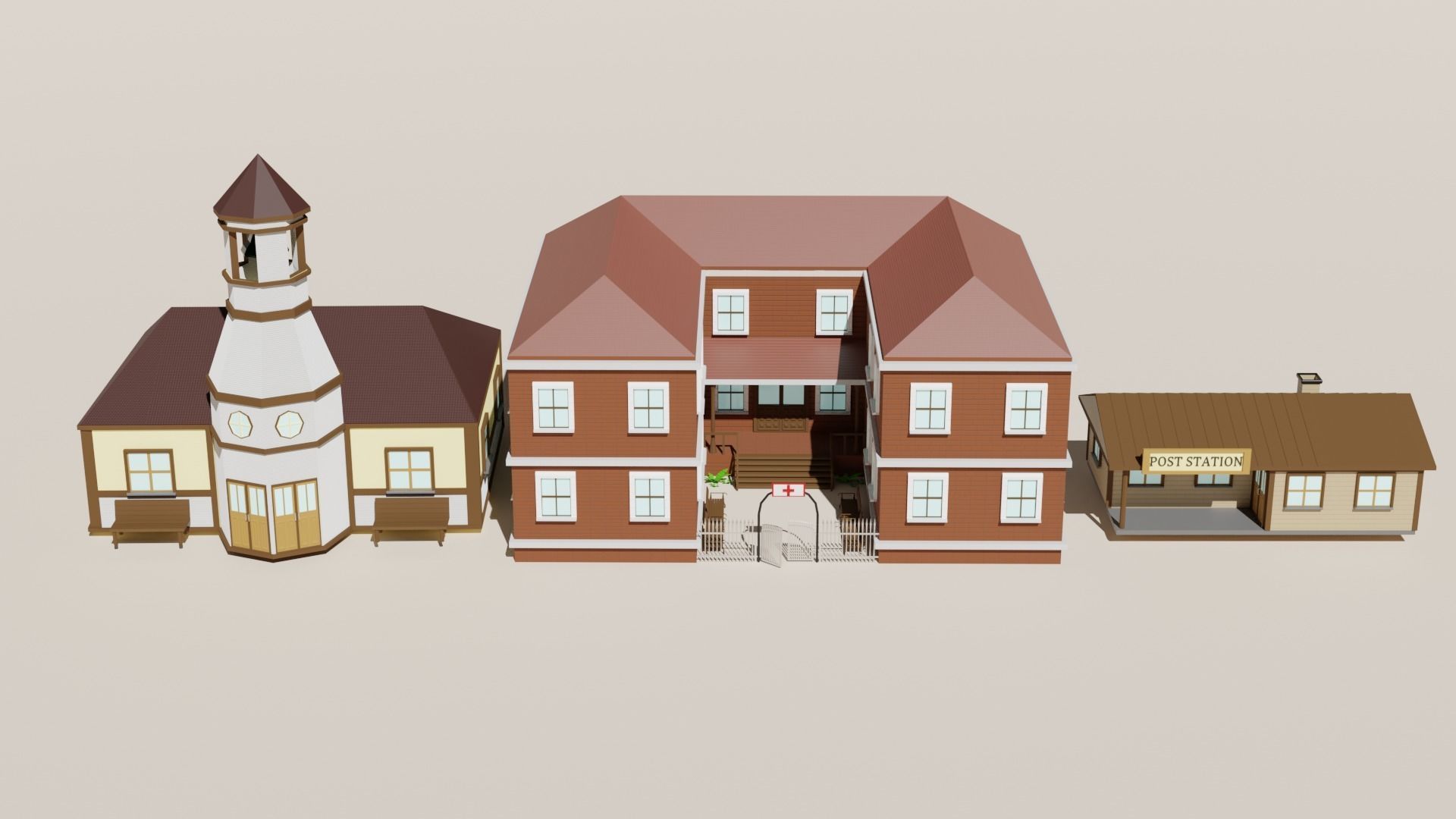 Low poly Village pbr game ready free VR / AR / low-poly 3D model | CGTrader