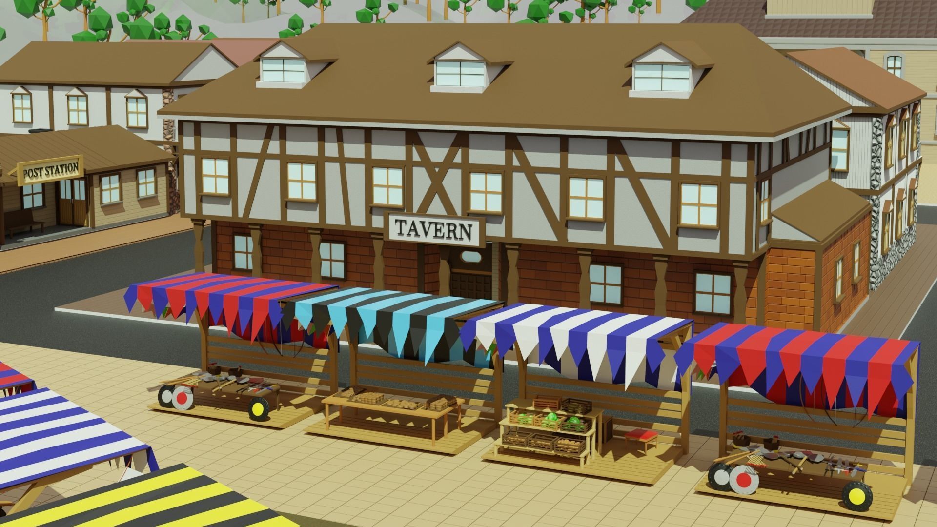 Low poly Village pbr game ready free VR / AR / low-poly 3D model | CGTrader