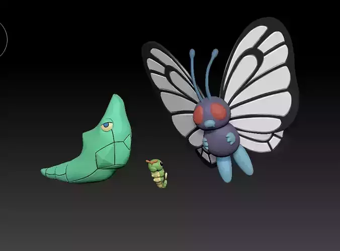 Pokemon Caterpie metapod butterfree  3D print model 3D print model
