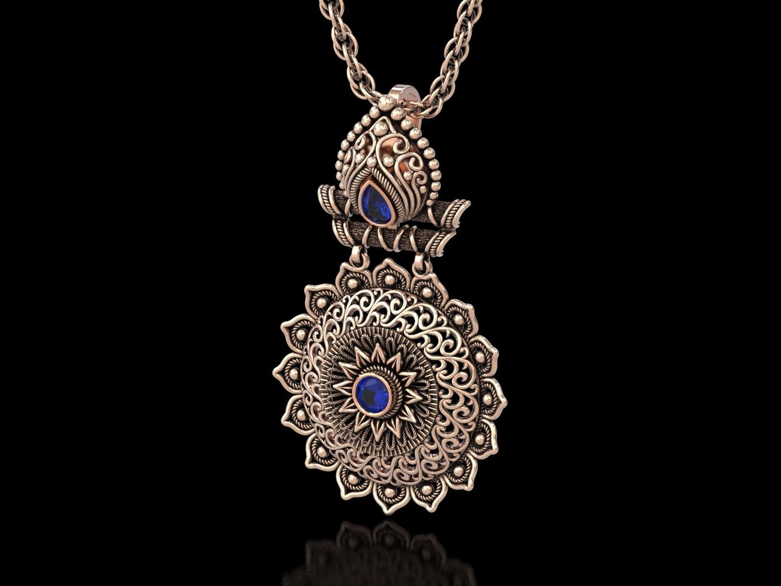 The Sunflower Filigree Pendant 3D print model_15