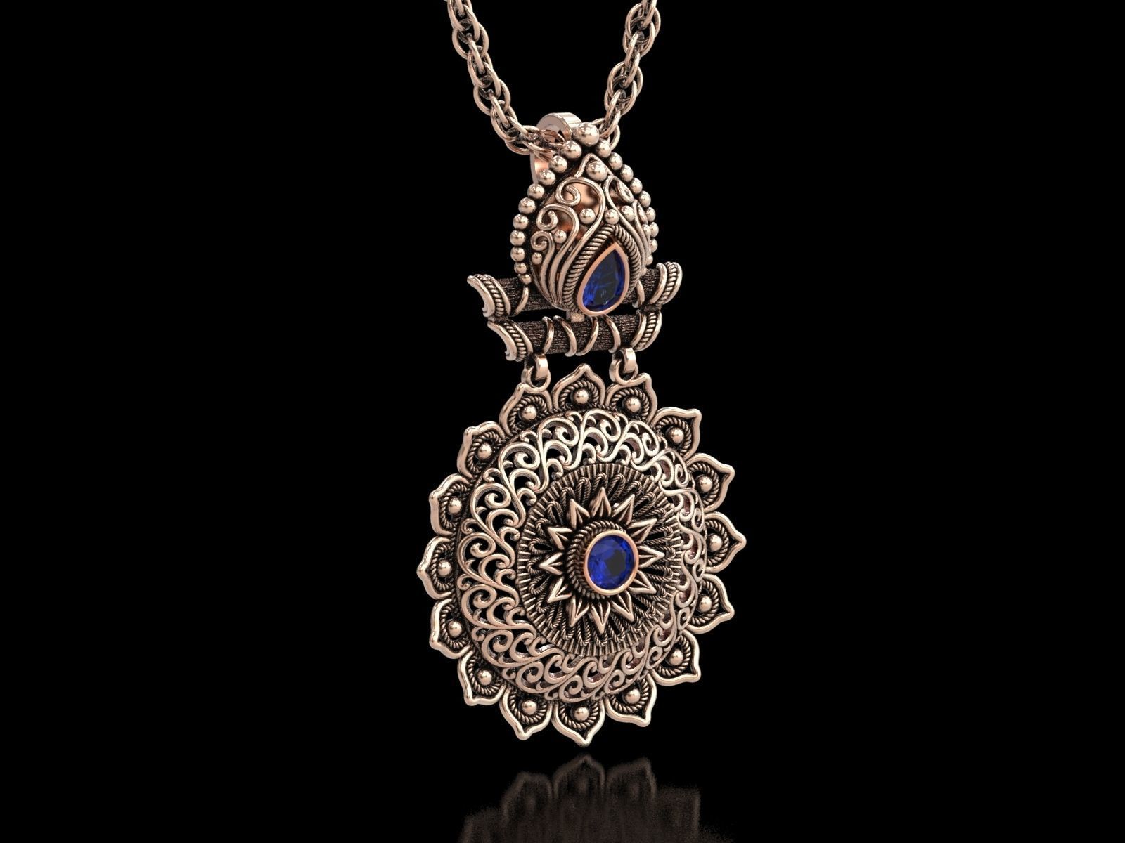 The Sunflower Filigree Pendant 3D print model_16