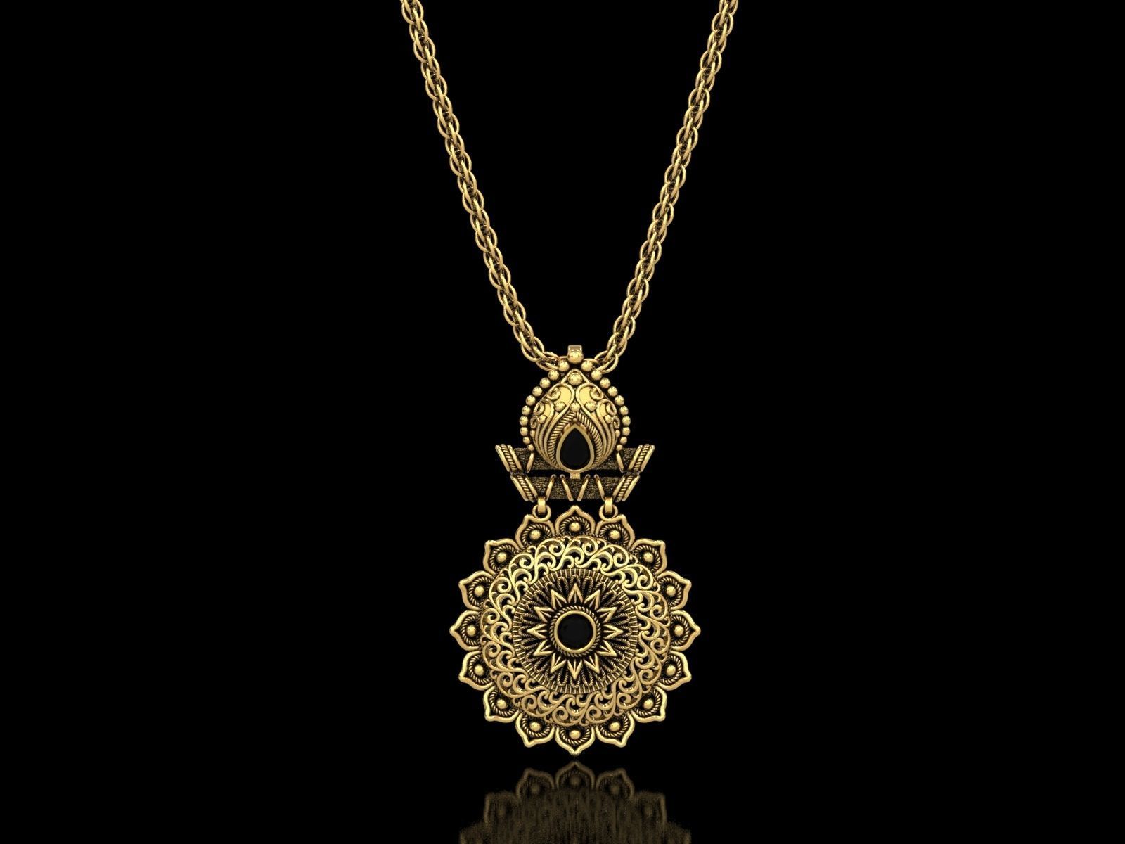 The Sunflower Filigree Pendant 3D print model_2