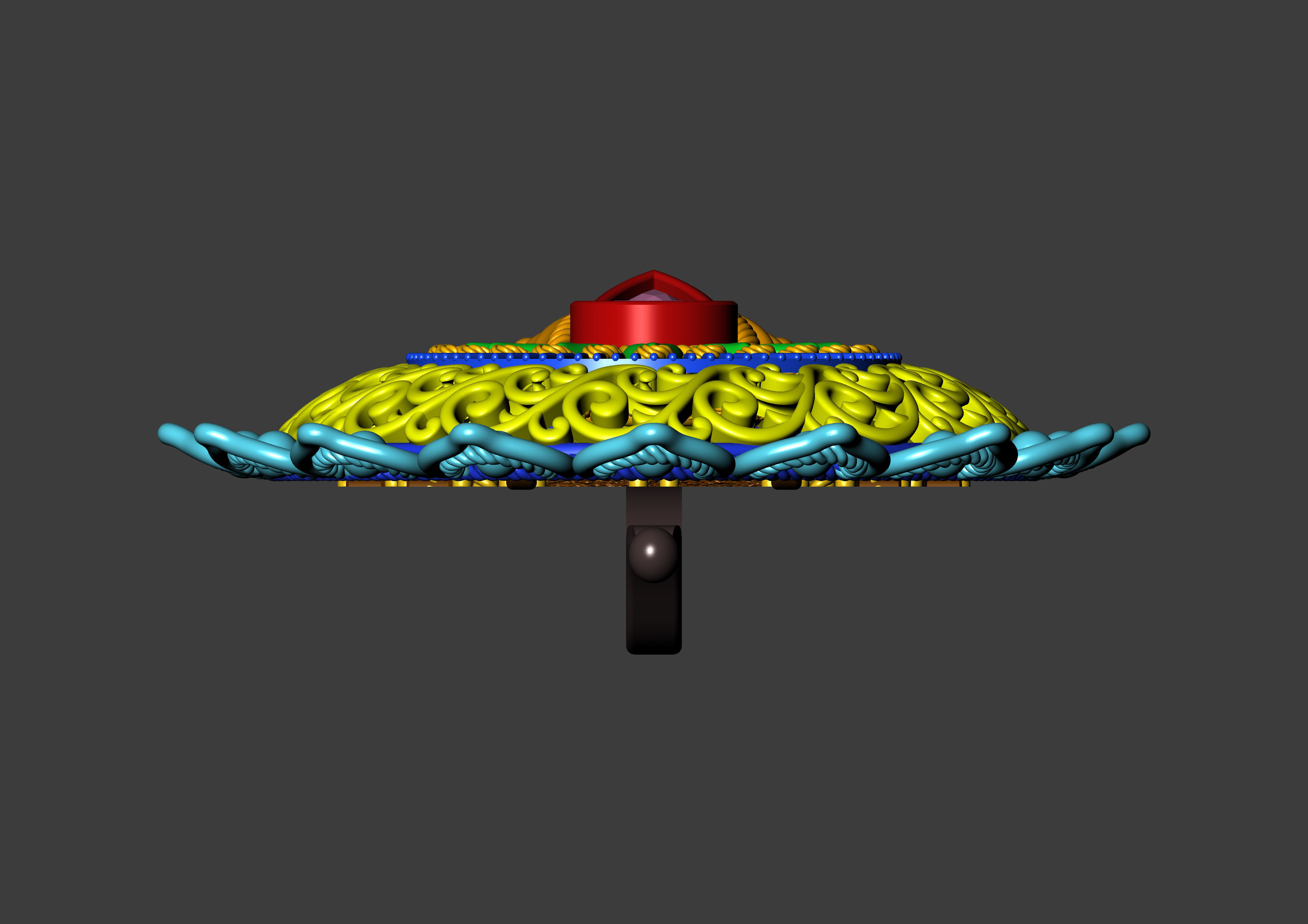 The Sunflower Filigree Pendant 3D print model_21